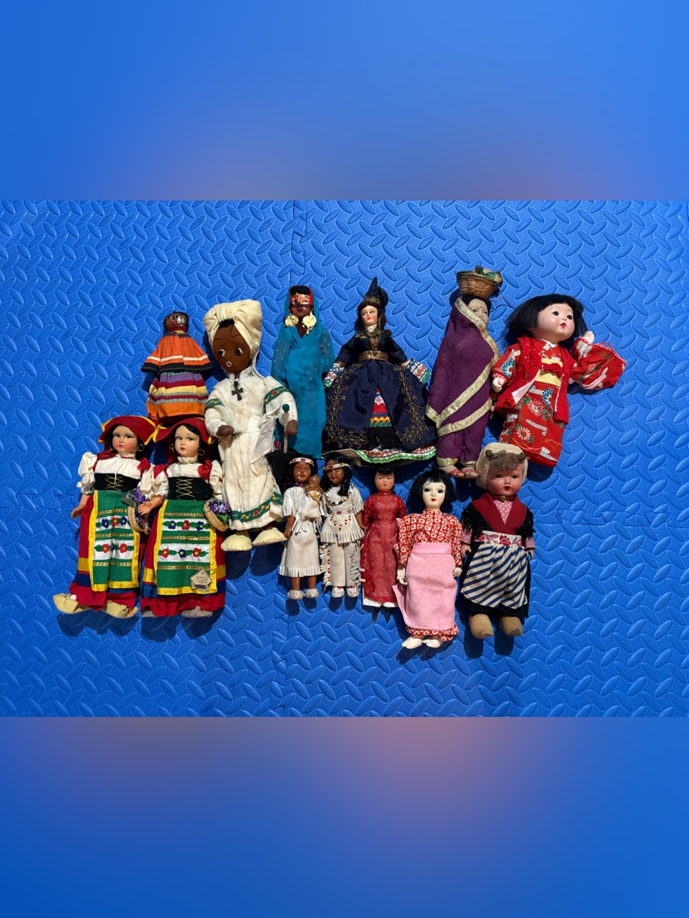 Lot of 13 Vintage International Costume Dolls
